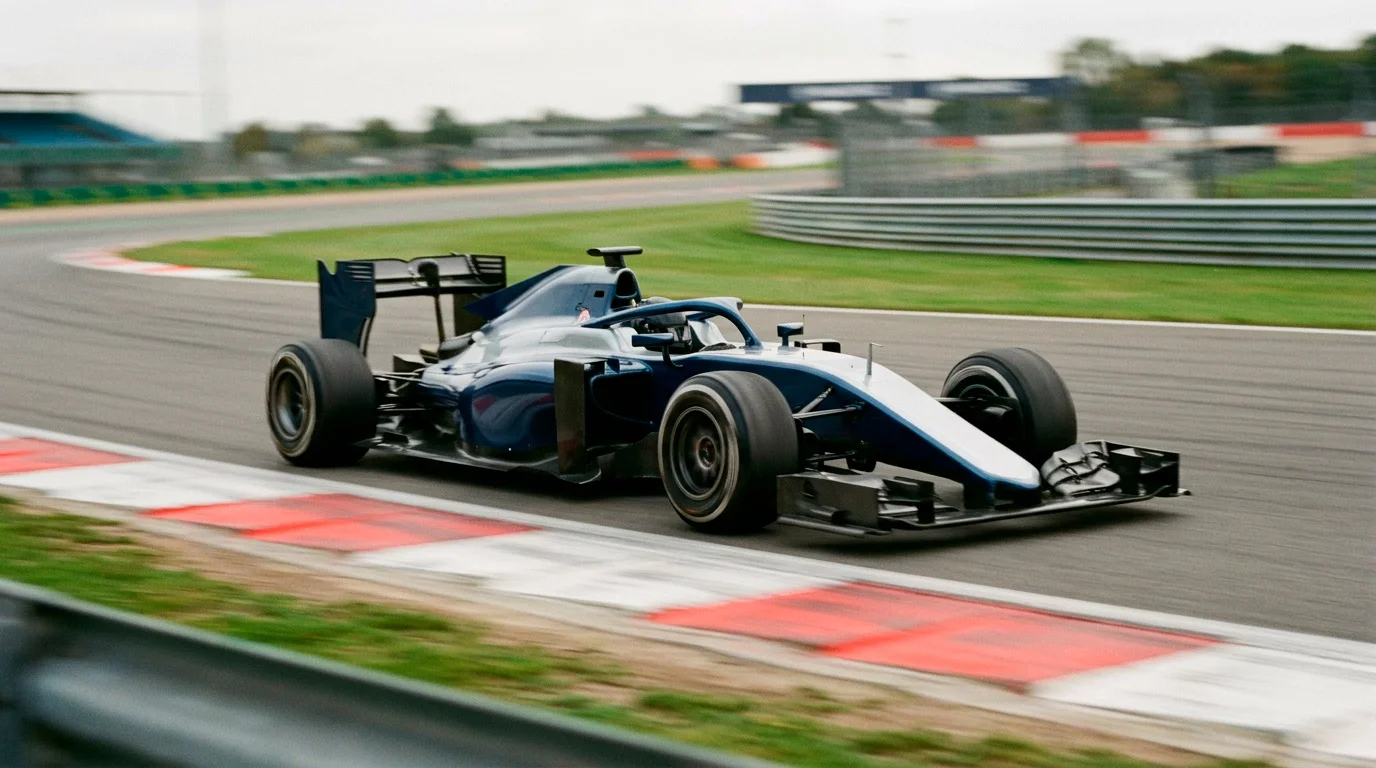 Carro de Fórmula 1 de 2026 na pista com aerodinâmica activa e novos power units visíveis